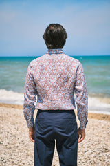 Brown Floral Print Linen Shirt - SAVE35