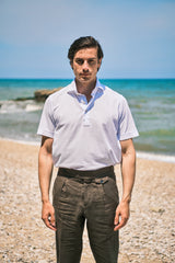 White Jersey Polo Shirt Handmade