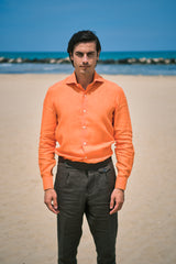 Orange Linen Shirt - SAVE35