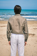 Camicia Collo Capri Tinta Unita Verde MIlitare