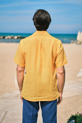 Yellow Linen Bowling Collar Shirt