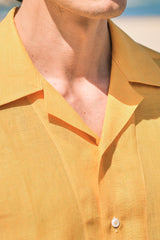 Yellow Linen Bowling Collar Shirt