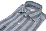 CAMICIA DI LINO A RIGHE GRIGIE E BLU