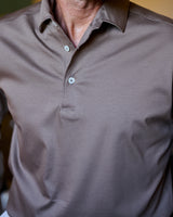 Taupe Long Sleeve Interlock Polo
