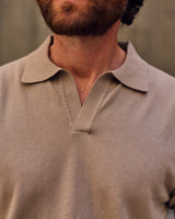 Blue Cotton Thread Polo Sweater Short Sleeve