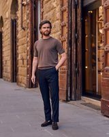 Brown Cotton Thread Sweater Short Sleeve
