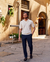 White Cotton Thread Polo Sweater Short Sleeve