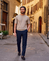 Beige Cotton Thread Sweater Short Sleeve