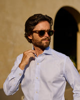 Azure Panama Solid Shirt Handmade