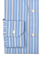 Bold Multi Striped Poplin Shirt Azure Handmade