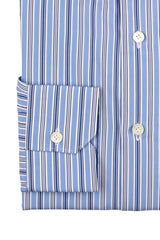 Bold Multi Striped Poplin Shirt Blue Handmade