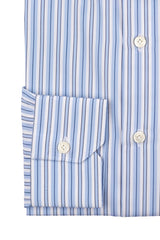 Bold Multi Striped Poplin Shirt Light Azure Handmade