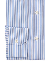 Camicia Multi Riga Popeline Celeste Fatta a Mano