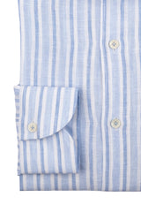 Linen Shirt White Blue and Light Blue Stripes