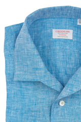Camicia Capri Lino Turchese Scura