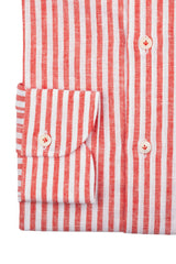 Striped Cotton Linen Shirt Red