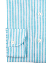 Striped Cotton Linen Shirt Turquoise