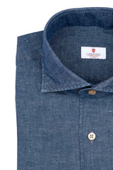 Blue Linen Blend Denim shirt