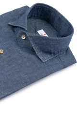 Blue Linen Blend Denim shirt