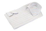 Linen Shirt White Beige and Azure Stripes