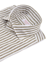 Striped Cotton Linen Shirt Green