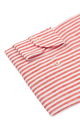 Striped Cotton Linen Shirt Red