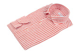 Striped Cotton Linen Shirt Red