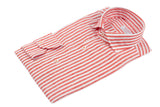Striped Cotton Linen Shirt Red