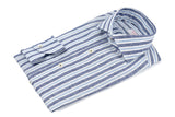 Linen Shirt White Blue Navy and Azure Stripes
