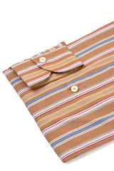 Bold Multi Striped Brown Poplin Shirt Handmade