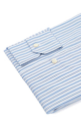 Bold Multi Striped Poplin Shirt Light Azure Handmade