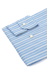 Bold Multi Striped Poplin Shirt Azure Handmade