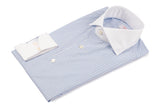Camicia Righe Popeline Con Collo Bianco