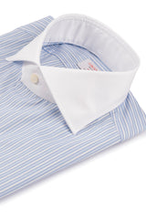 Camicia Righe Popeline Con Collo Bianco