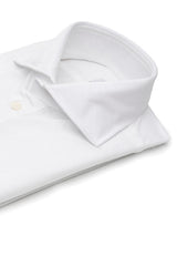 White Linen Blend Polo Shirt Handamde