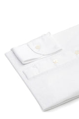 White Linen Blend Polo Shirt Handamde