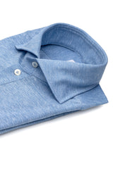 Polo Camicia Lino Cotone Azzurra