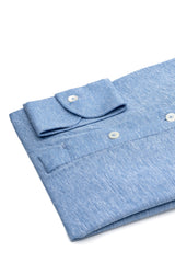 Polo Camicia Lino Cotone Azzurra