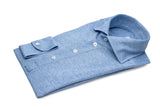 Light Azure Linen Blend Polo Shirt Handmade