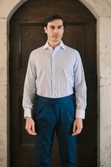 White Collar Striped Popeline Shirt