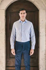 Camicia Righe Popeline Azzurra