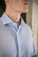 Camicia Righe Popeline Azzurra
