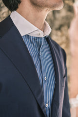 White Collar Striped Twill Shirt