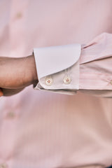 White Collar Striped Twill Shirt