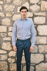 Camicia Righe Popeline Blue