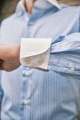 White Collar Striped Twill Shirt