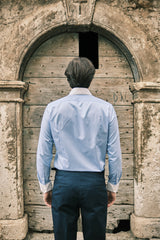 White Collar Striped Twill Shirt