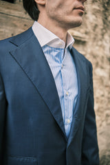 White Collar Striped Twill Shirt