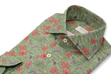 Green Big Floral Shirt - Italian Linen - Handmade in Italy