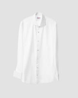 Italian handmade evening shirt with 313 collar, jacquard bib front and jewel button — Cordone1956